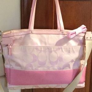 Coach pink signature baby/diaper bag